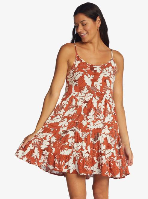 jp Roxy 女性 ティーンドリーム ウーブンストラップドレス 焼き粘土のレトロな花柄 6DX2351 |ドレス